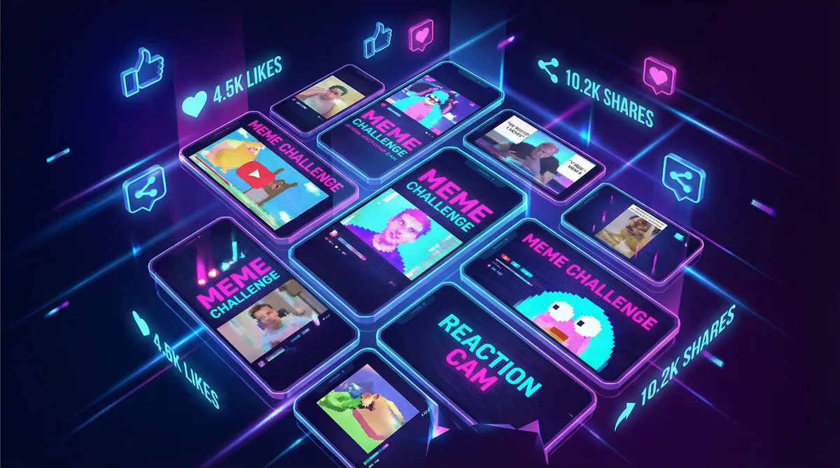 成品APP短视频推荐 热梗挑战活动 - 用户二次创作展示